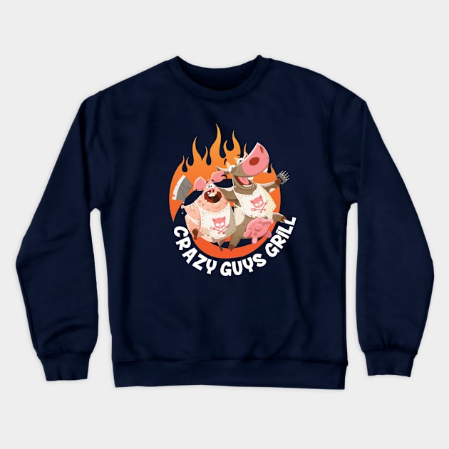 Crazy Guys Grill Crewneck Sweatshirt by Celestial Rex